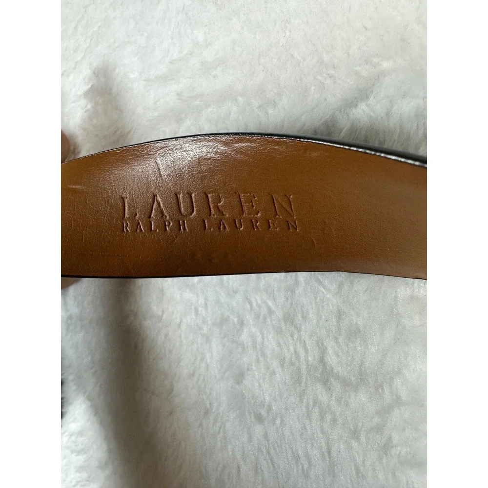 Lauren Ralph Lauren Belt Women XL Black Patent Leather Square Buckle